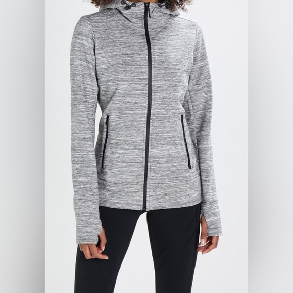 GapFit Women’s All-Elements Full Zip Heathered Gray Hoodie Size Small - Picture 1 of 12